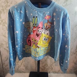 nickelodean Sponge Bob Squarepants Cropped Sweatshirt